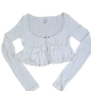 White Long Sleeve Cropped Top